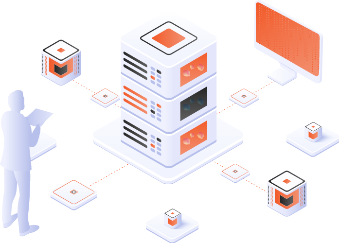 Administrator betreut einen Mailserver mit angebundenen Systemen